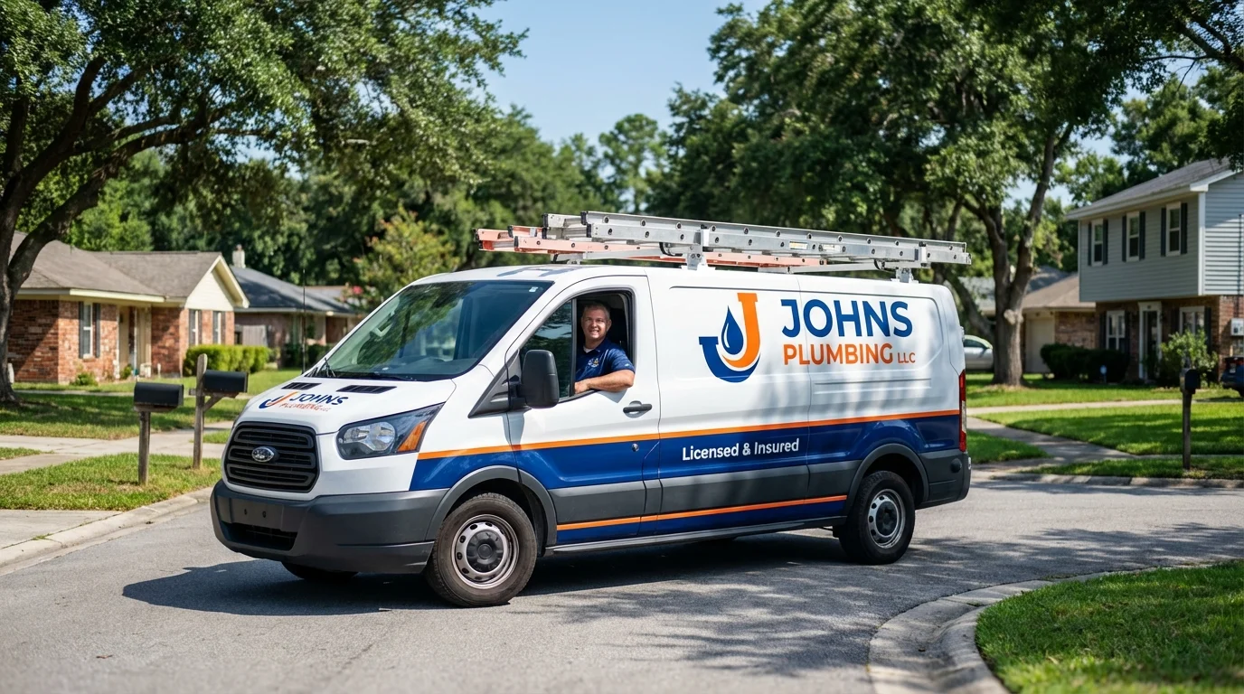 Johns Plumbing LLC service van in Lanesborough, MA
