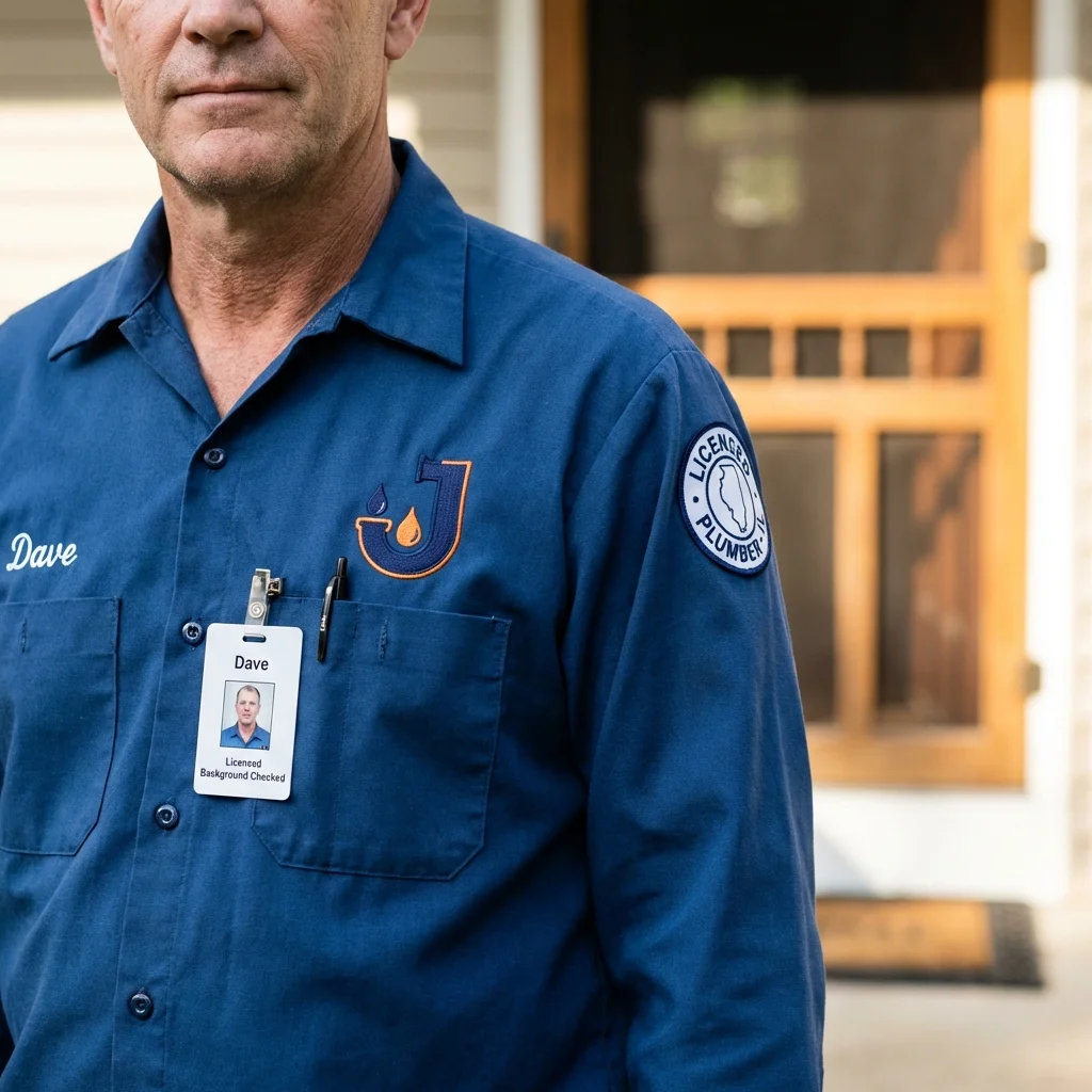 Licensed plumber showing ID badge in Lanesborough, MA