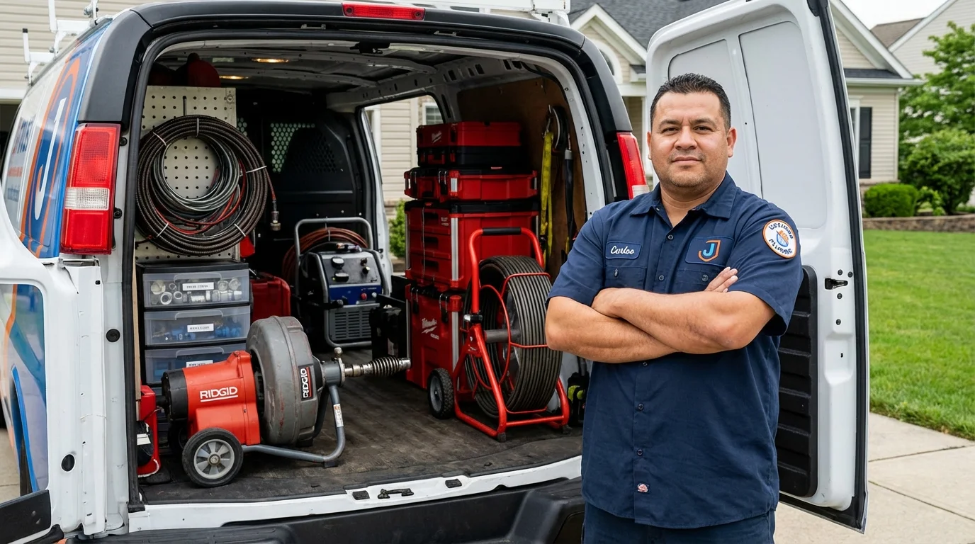 Professional drain cleaning equipment and Johns Plumbing LLC plumber in Lanesborough