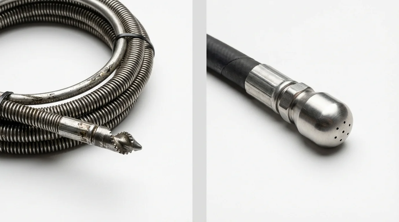 Drain snake cable and hydro jetting nozzle used for drain cleaning in Lanesborough, MA