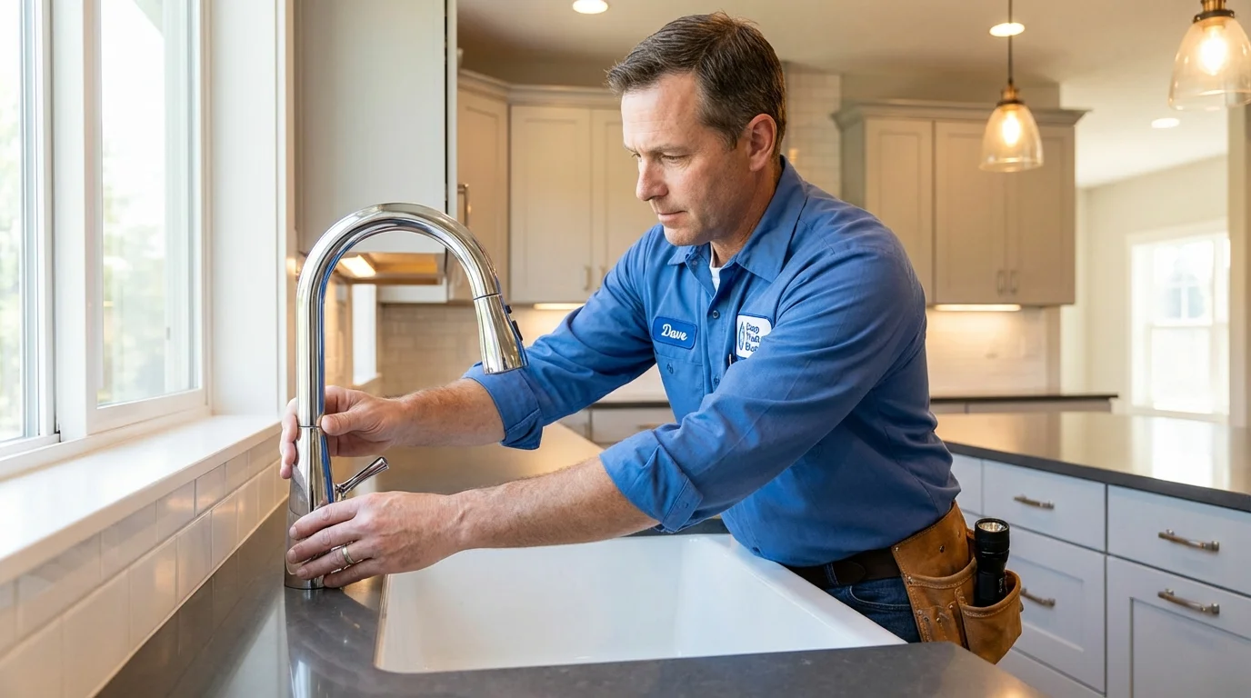 Kitchen faucet installation by Johns Plumbing LLC in Lanesborough