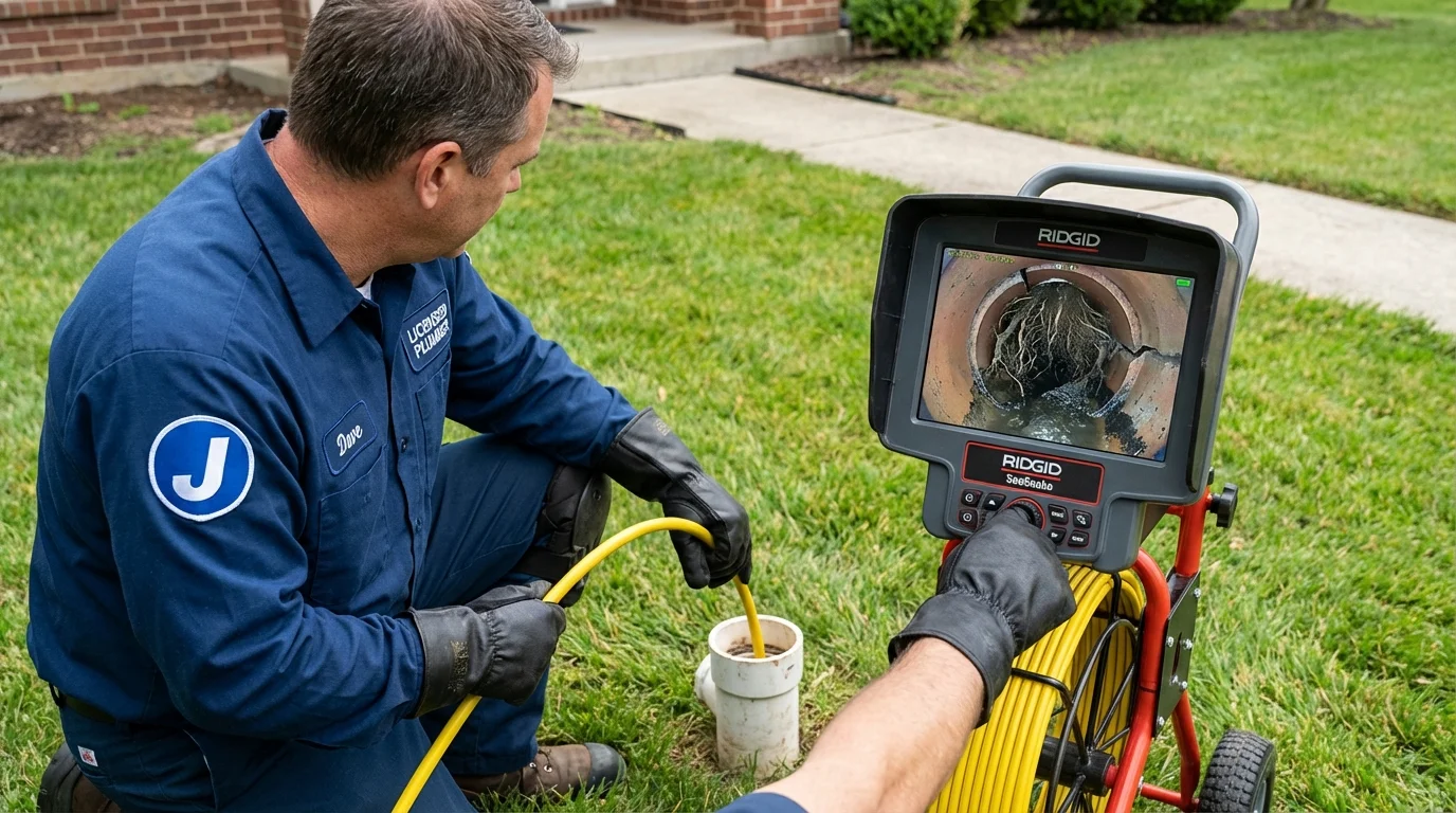 Sewer camera inspection being performed by Johns Plumbing LLC in Lanesborough