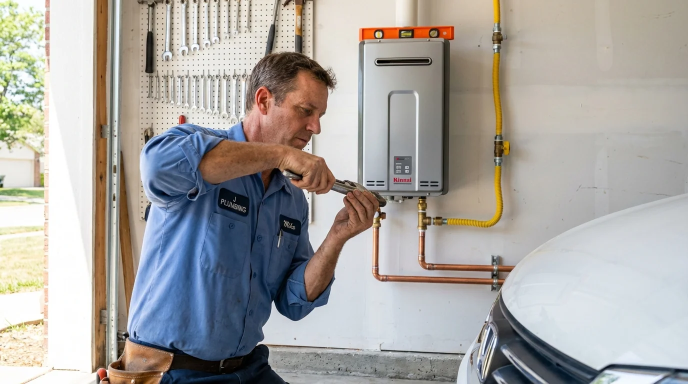 Tankless water heater installation by a Johns Plumbing LLC plumber in Lanesborough
